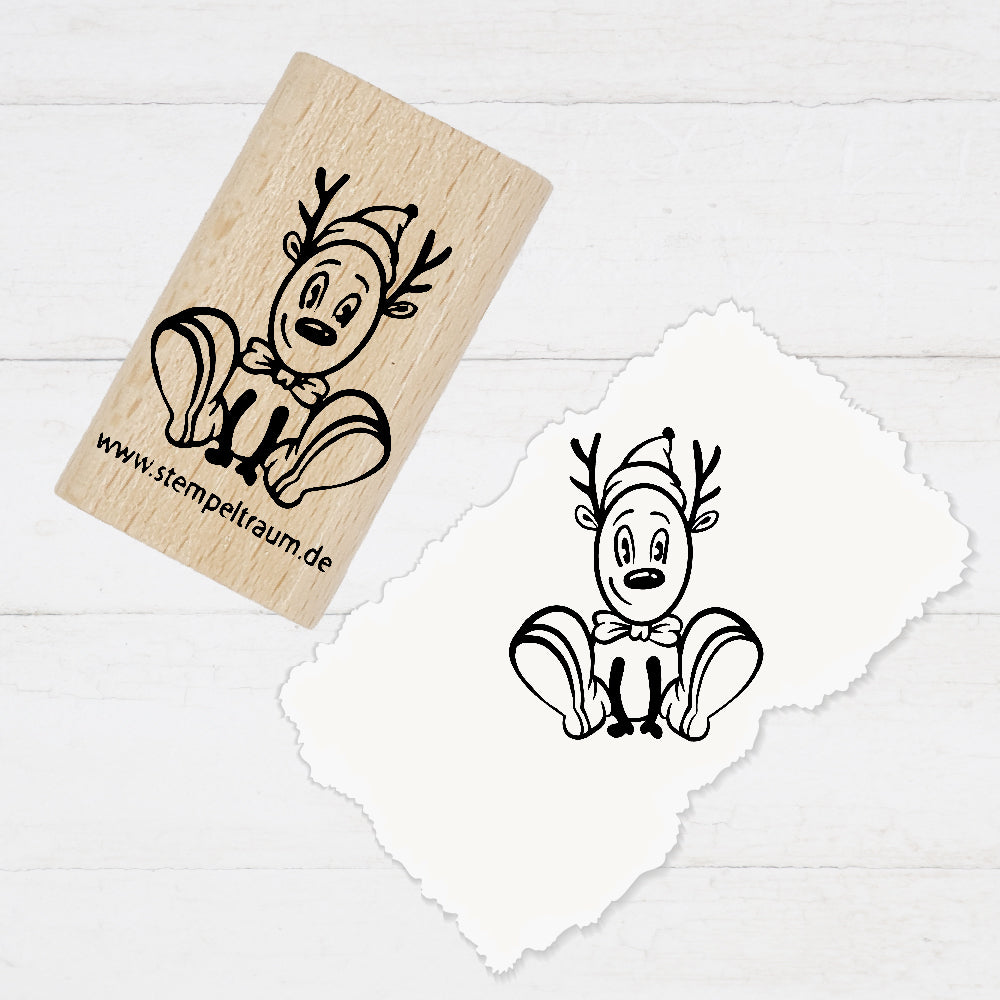 Motivstempel - Weihnachtselch Rudi -  Geschenk - DIY Stempel zum Basteln von Karten, Papier, Stoffen, Holz, Dekoration, Advent, Scrapbooking
