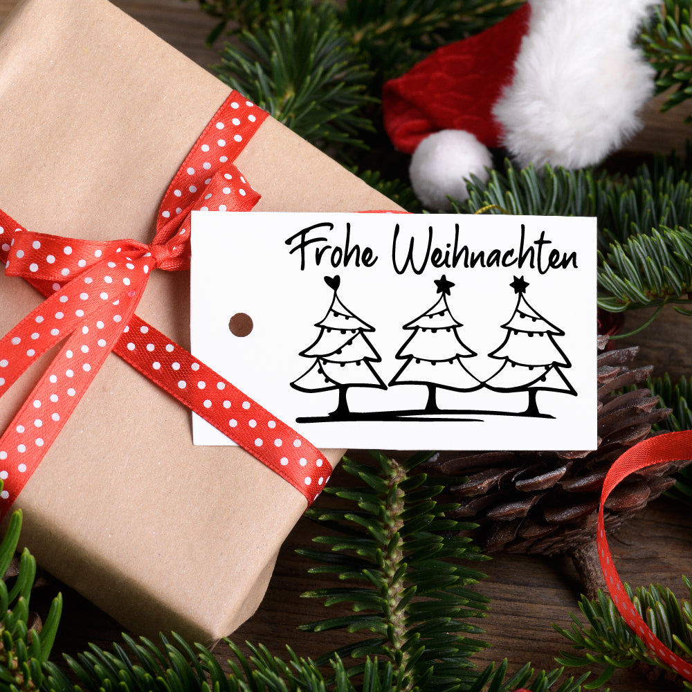 Motivstempel - Weihnachten - Frohe Weihnachten, Geschenk - DIY Stempel zum Basteln von Karten, Papier, Stoff, Holz, Dekoration, Anhänger,
