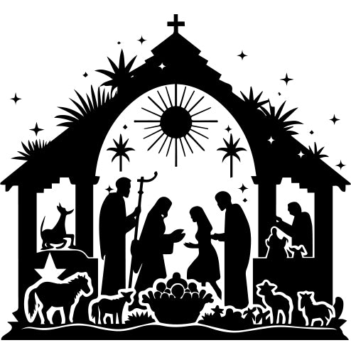 Motivstempel - Weihnachten - Weihnachtskrippe  Geschenk - DIY Stempel zum Basteln von Karten, Papier, Stoff, Holz, Dekoration, Advent, Anhänger