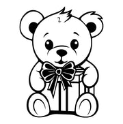 Motivstempel - Weihnachten - Bär mit Geschenk - DIY Stempel zum Basteln von Karten, Papier, Stoff, Holz, Dekoration, Advent, Anhänger