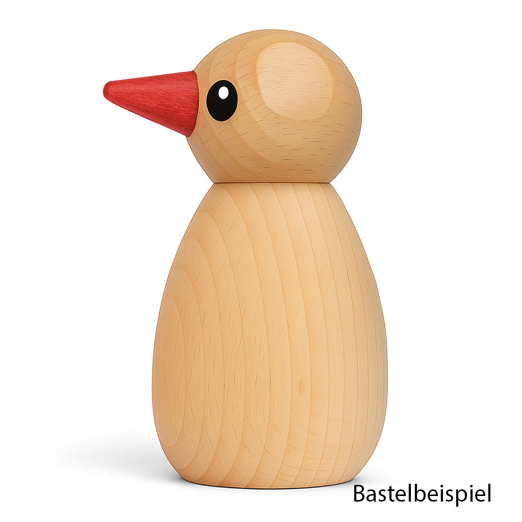 Figurenkegel „Launevogel“ aus Buchenholz – 2-teilig, unbehandelt