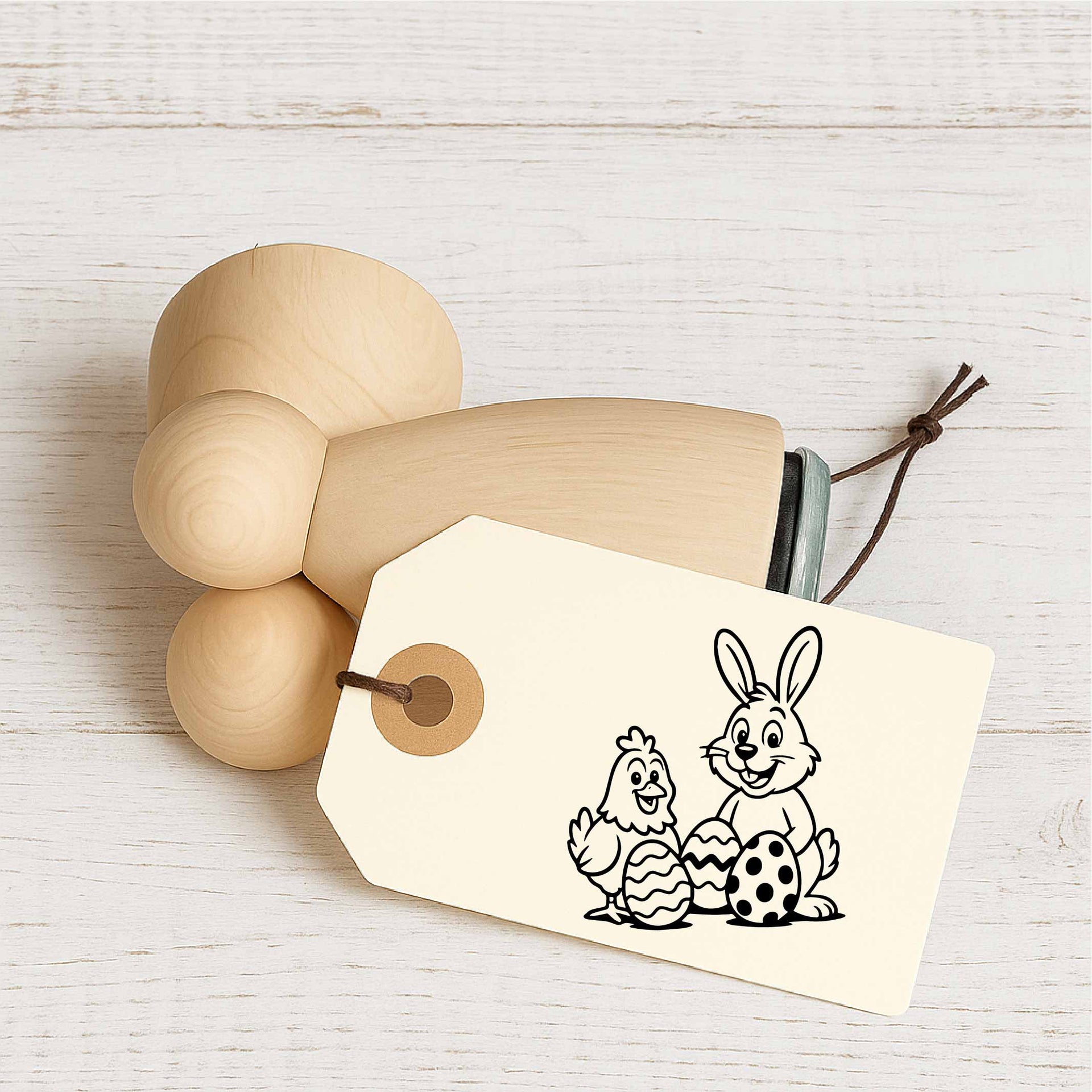 Stempidoo - Maxi Mini - Motivstempel - Ostern - Osterhase mit Huhn - Stempel zum Basteln von Karten, DIY, Papier, Stoffen 