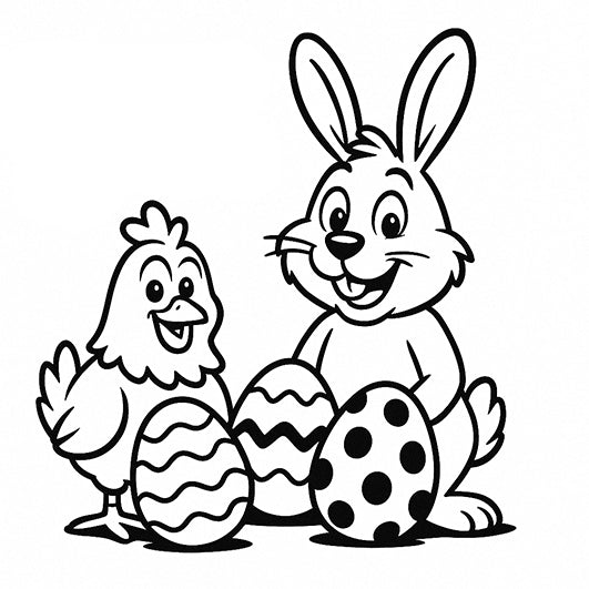 Stempidoo - Maxi Mini - Motivstempel - Ostern - Osterhase mit Huhn - Stempel zum Basteln von Karten, DIY, Papier, Stoffen 