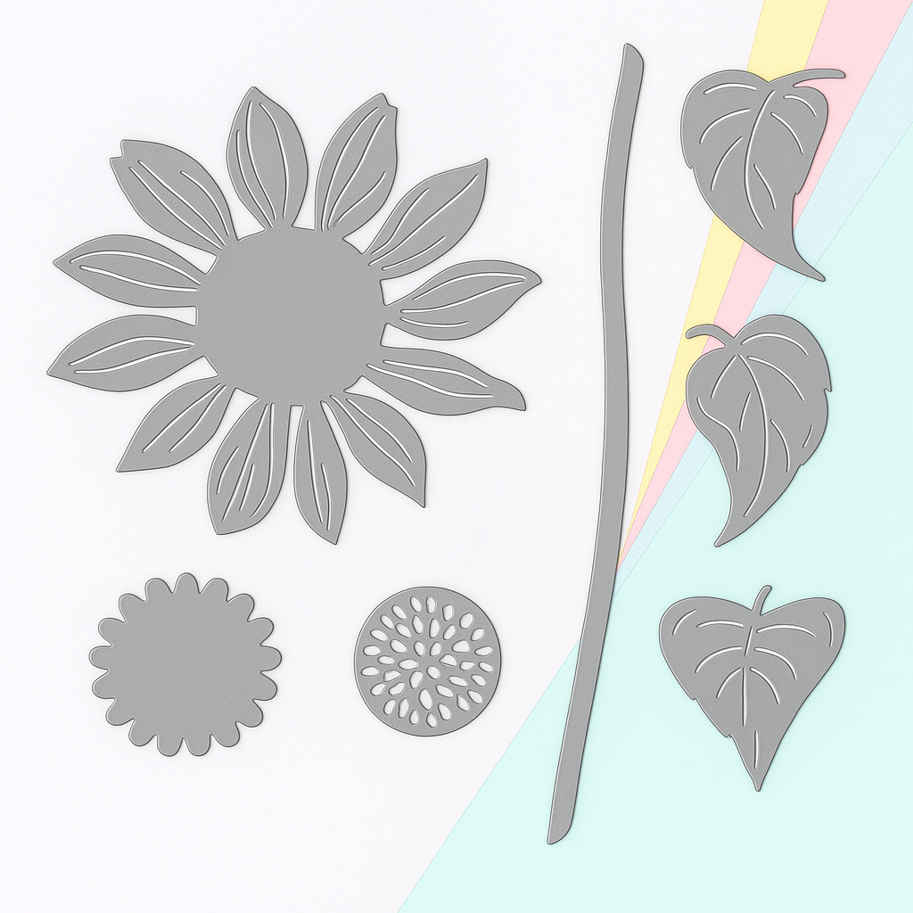 Metall Stanzform Sonnenblumen-Set für Scrapbooking & Karten – Hochwertige DIY Schablone aus Kohlenstoffstahl für Papier, Filz & Bastelprojekte