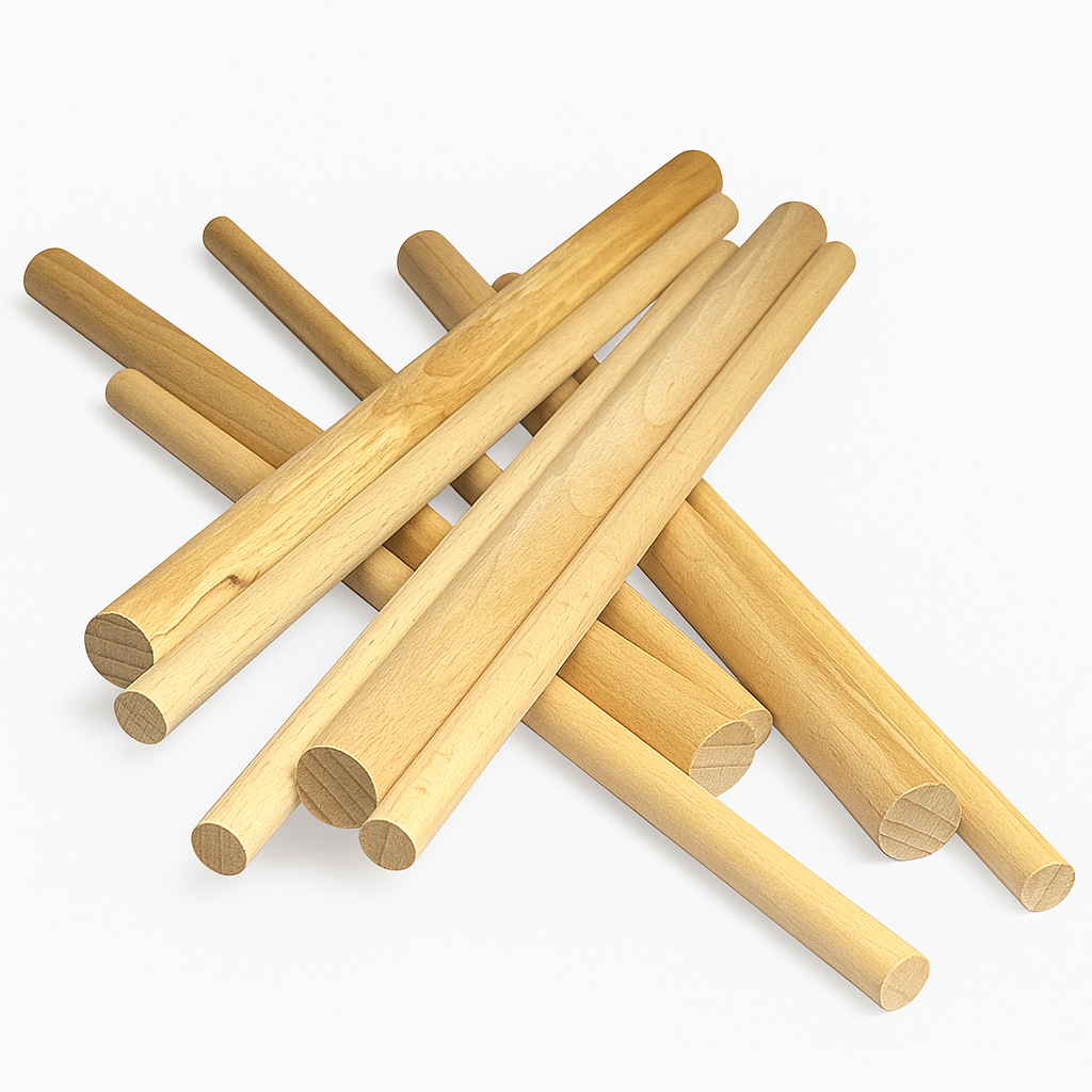 Rundstab-Zuschnitte aus unbehandeltem Buchenholz – hochwertig, naturbelassen & vielseitig einsetzbar