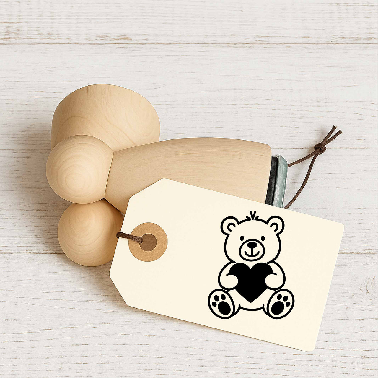 Stempidoo - Maxi Mini - Motivstempel - Bärchen mit Herz - Stempel zum Basteln von Karten, DIY, Papier, Stoffen