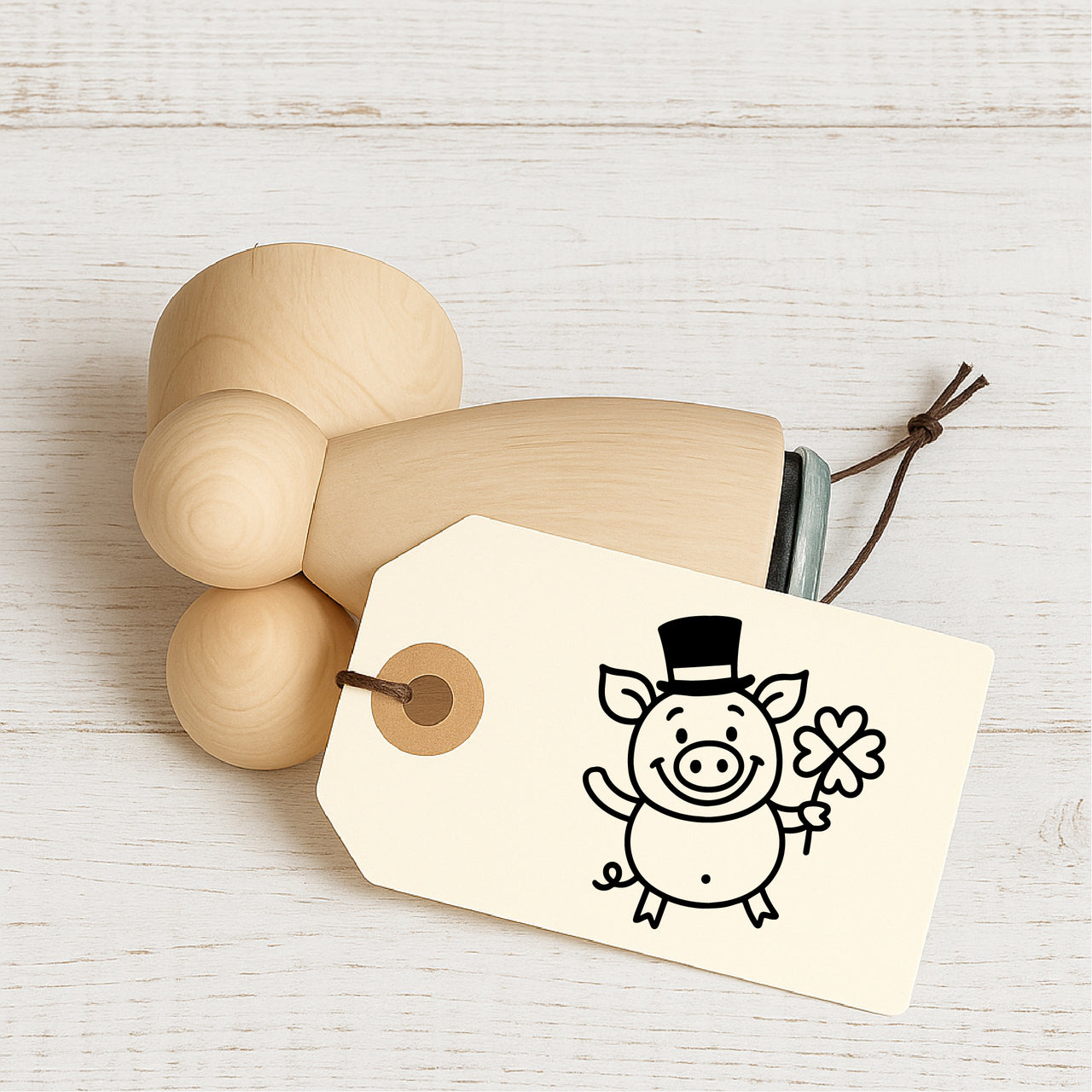 Stempidoo - Maxi Mini - Motivstempel - Glücksschwein - Stempel zum Basteln von Karten, DIY, Papier, Stoffen