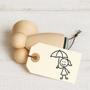 Stempidoo®  Ministempel Strichfigur - Mädchen mit Regenschirm – Motivstempel 
