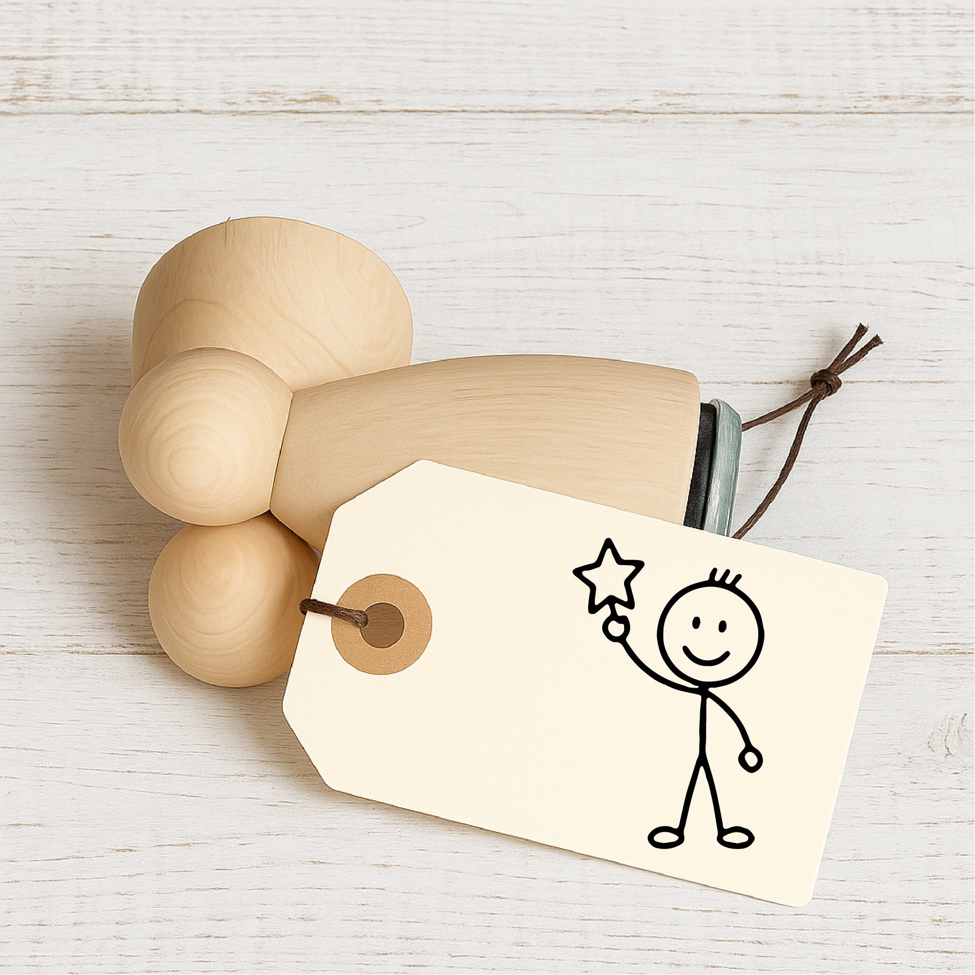 Stempidoo Ministempel Strichfigur - Junge mit Stern – Holzstempel für Karten, Scrapbooking, DIY, Basteln & Papier