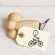 Stempidoo Ministempel Strichfigur - Junge auf Rad – Holzstempel für Karten, Scrapbooking, DIY, Basteln & Papier