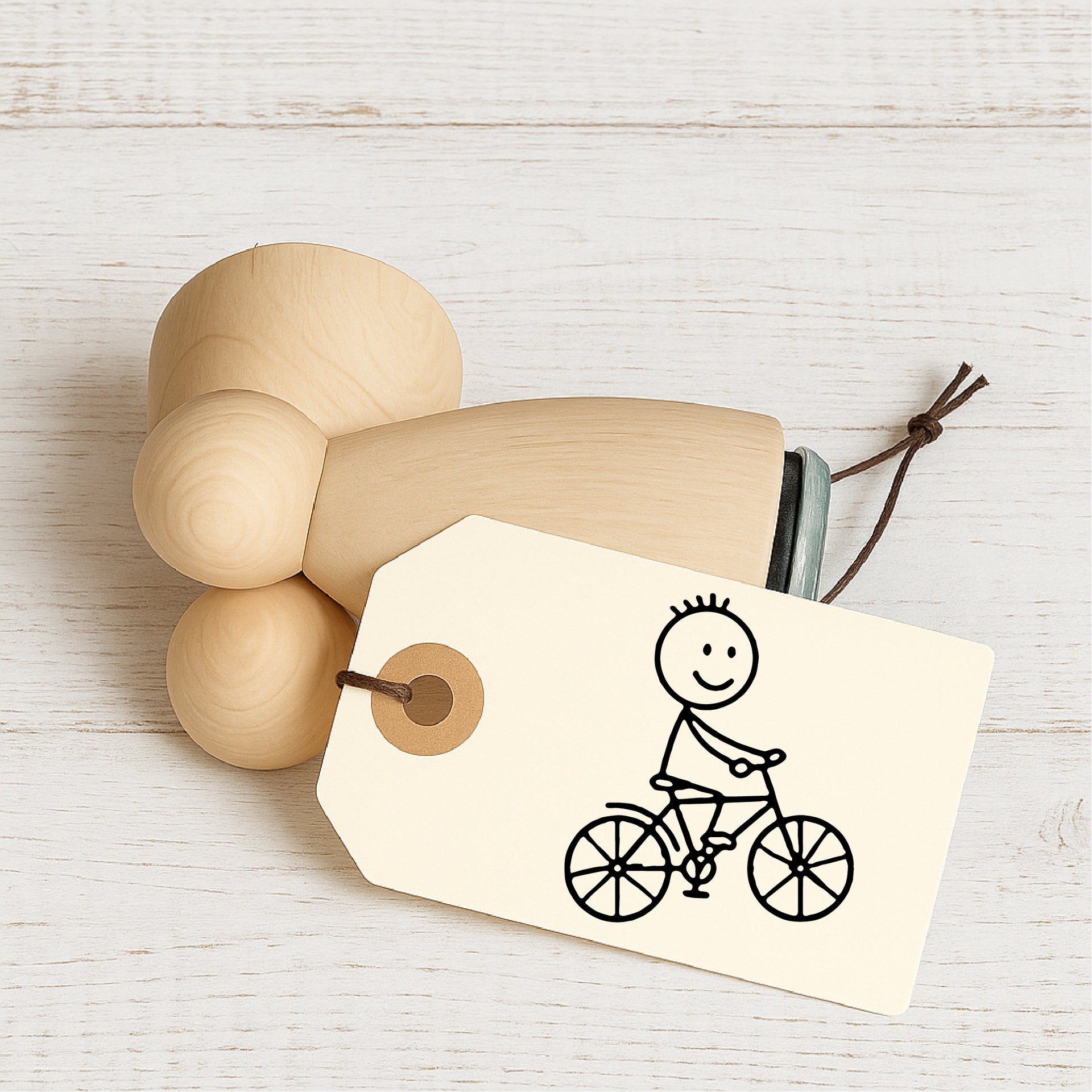 Stempidoo Ministempel Strichfigur - Junge auf Rad – Holzstempel für Karten, Scrapbooking, DIY, Basteln & Papier