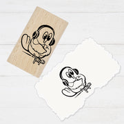 Stempidoo Vogel mit Kopfhörer Stempel – Motivstempel für Geschenke, Karten & DIY