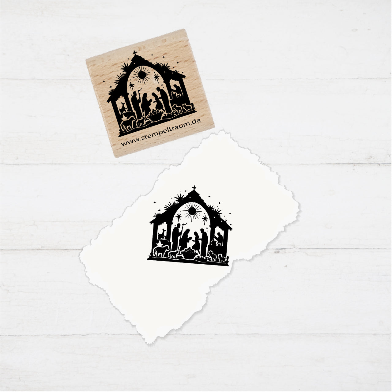 Motivstempel - Weihnachten - Weihnachtskrippe  Geschenk - DIY Stempel zum Basteln von Karten, Papier, Stoff, Holz, Dekoration, Advent, Anhänger