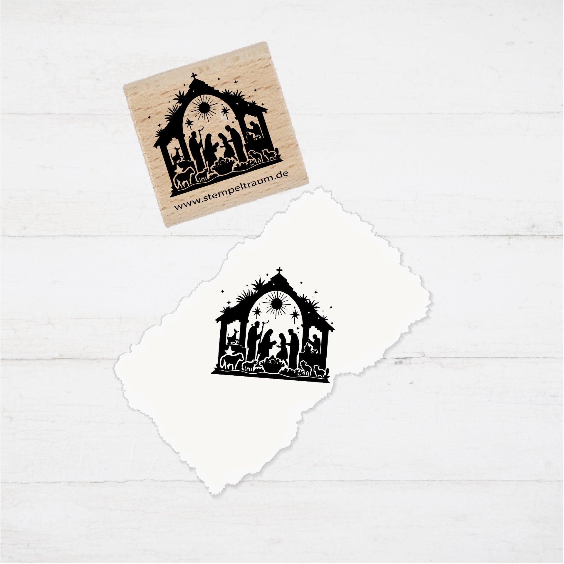 Motivstempel - Weihnachten - Weihnachtskrippe  Geschenk - DIY Stempel zum Basteln von Karten, Papier, Stoff, Holz, Dekoration, Advent, Anhänger
