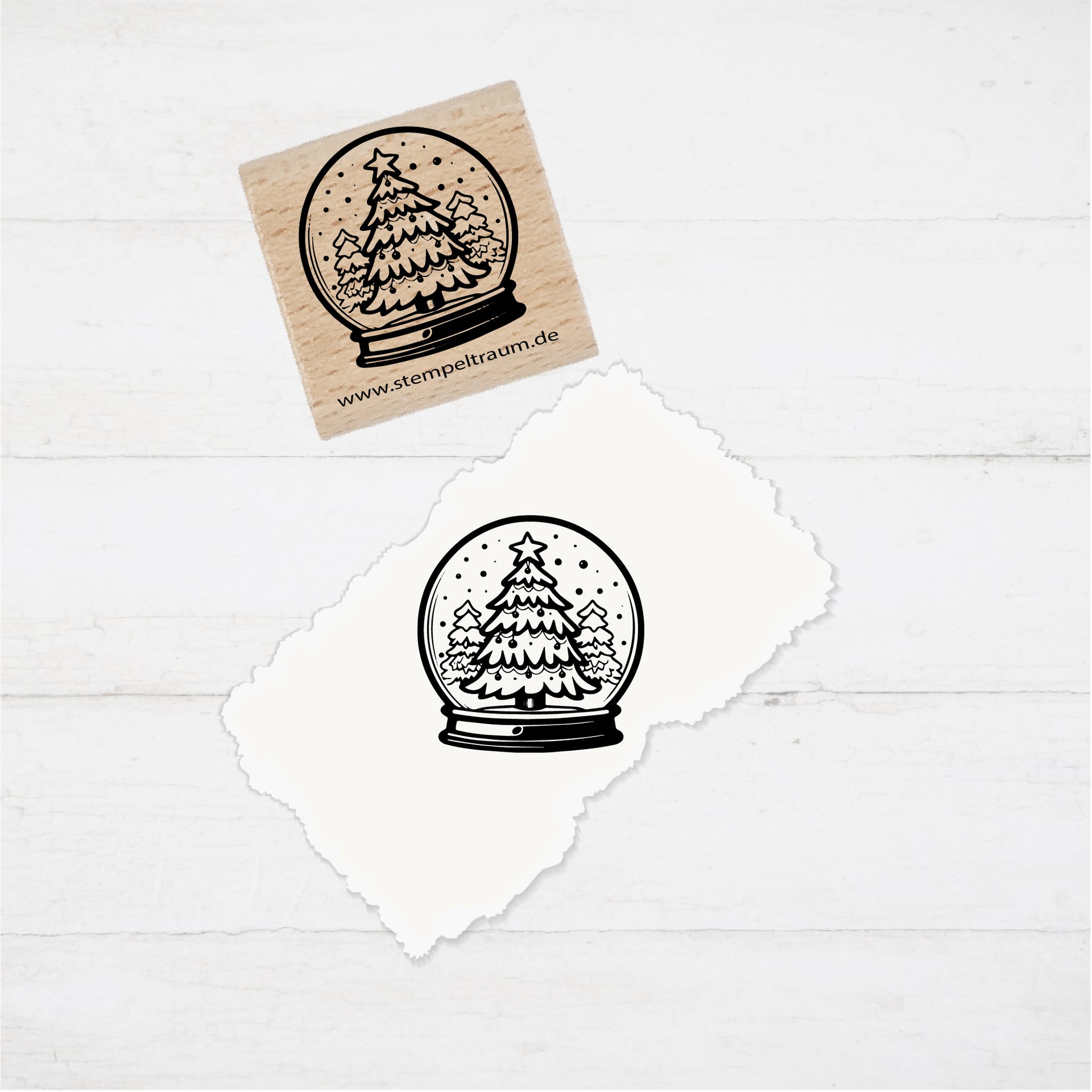Motivstempel - Weihnachten - Schneekugel  Geschenk - DIY Stempel zum Basteln von Karten, Papier, Stoff, Holz, Dekoration, Advent, Anhänger