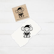 Motivstempel - Weihnachten - Maus mit Geschenk  Geschenk - DIY Stempel zum Basteln von Karten, Papier, Stoff, Holz, Dekoration, Advent, Anhänger