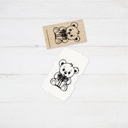 Motivstempel - Weihnachten - Bär mit Geschenk - DIY Stempel zum Basteln von Karten, Papier, Stoff, Holz, Dekoration, Advent, Anhänger