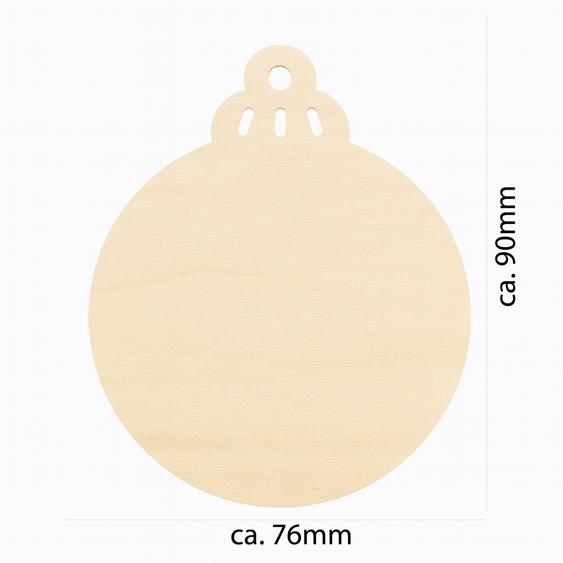 Holz Ornament Scheibe in Christbaumkugel-Form – DIY Rohling für Weihnachtsdeko & handgemachten Christbaumschmuck