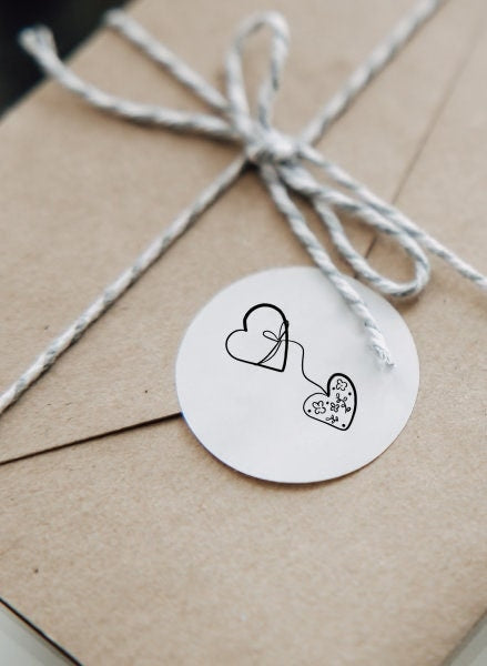 Stempel Motivstempel  - Zwei Herzen, Geschenk - DIY Stempel zum Basteln von Karten, Papier, Stoff, Holz, Dekoration, Anhängern