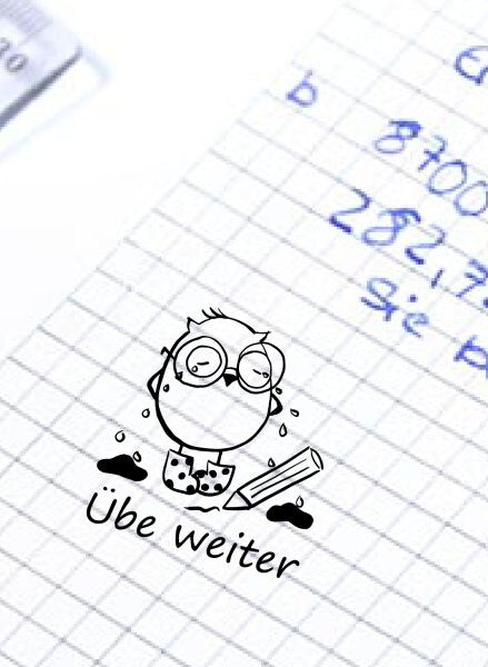 Stempel, Lehrerstempel - Schule - Übe weiter - Traurige Eule, Geschenk - DIY Stempel f. Schulhefte, Hausaufgabenheft, Grundschule, Ansporn