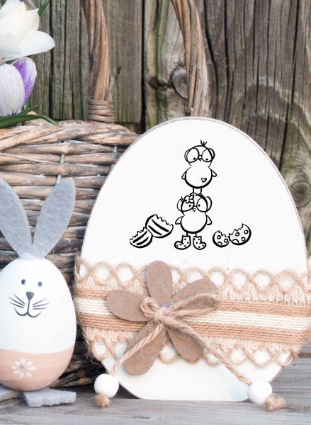 Stempel - Motivstempel - Ostern - zwei Küken, Geschenk - DIY Stempel zum Basteln von Karten, Papier, Stoff, Holz, Dekoration, Anhänger
