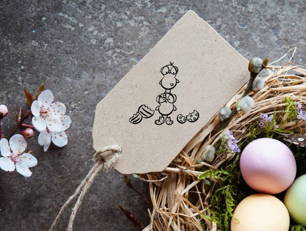 Stempel - Motivstempel - Ostern - zwei Küken, Geschenk - DIY Stempel zum Basteln von Karten, Papier, Stoff, Holz, Dekoration, Anhänger