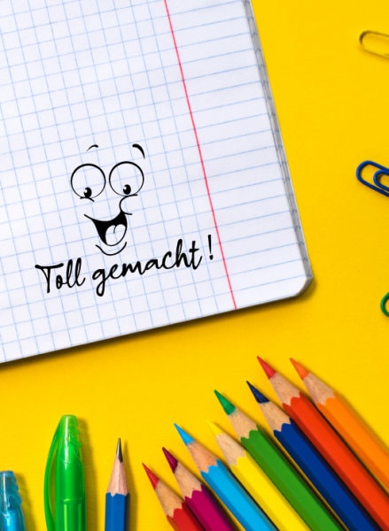 Stempel Lehrerstempel - Schule - Toll gemacht - mit Emoji, Geschenk - DIY Stempel f. Schulhefte, Hausaufgabenheft, Grundschule, Lob, Ansporn