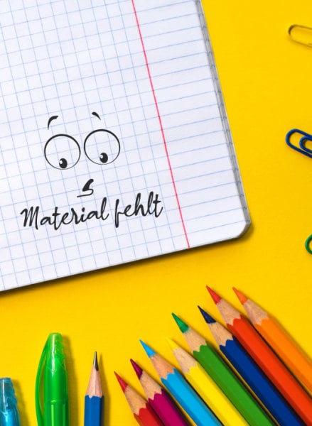 Stempel Lehrerstempel - Schule - Material fehlt - mit Emoji, Stempel Geschenk - DIY Stempel zum Basteln von Karten, Papier, Stoffen, Holz,
