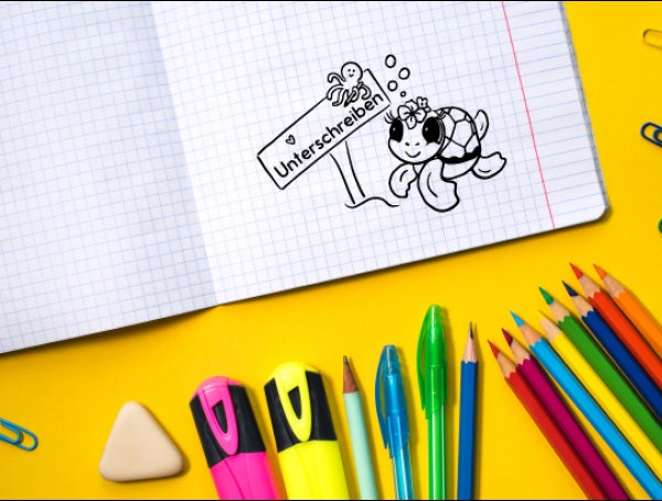 Stempel, Lehrerstempel, Schule, Unterschreiben, Motiv freudige Schildi, Geschenk - DIY Stempel f. Schulhefte, Hausaufgabenheft, Grundschule