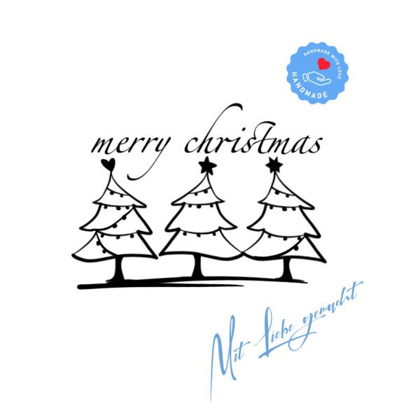Motivstempel Weihnachten Merry Christmas - Tannenbäume - Geschenk - DIY Stempel zum Basteln von Karten, Papier, Stoff, Holz, Deko, Advent