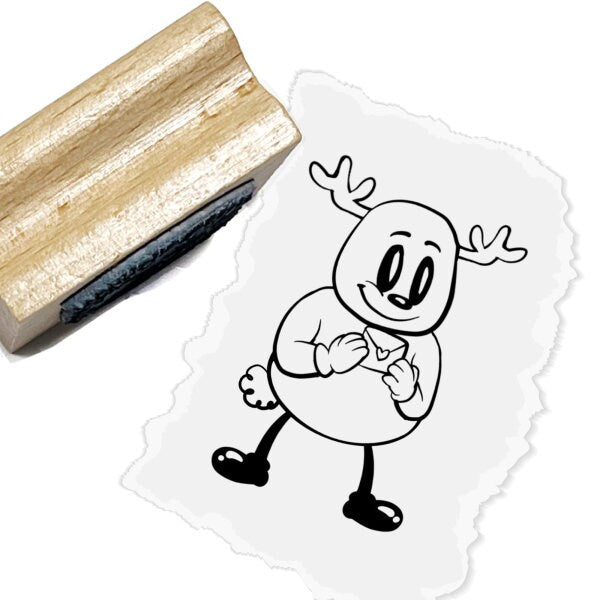 Motivstempel Weihnachten Weihnachtselch - Rudi mit Post - Geschenk - DIY Stempel zum Basteln von Karten, Papier, Stoffen, Holz, Dekoration
