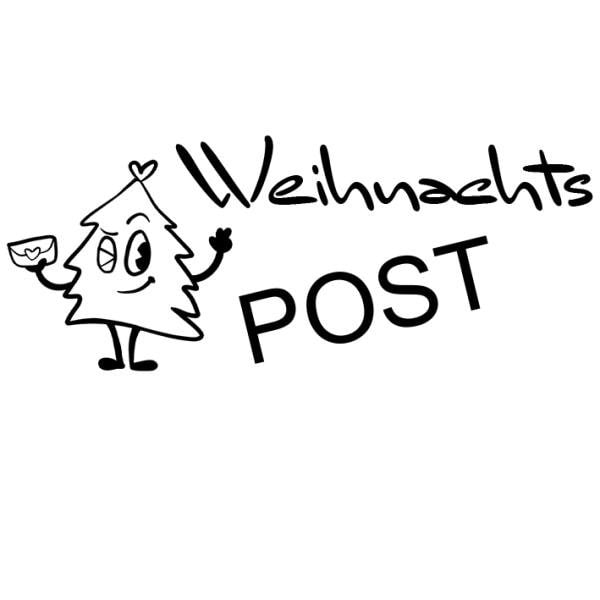 Motivstempel, Weihnachts POST mit Tannenbaum, Geschenk, DIY Stempel z. Basteln von Karten, Papier, Stoff, Holz, Dekoration, Anhänger, Advent