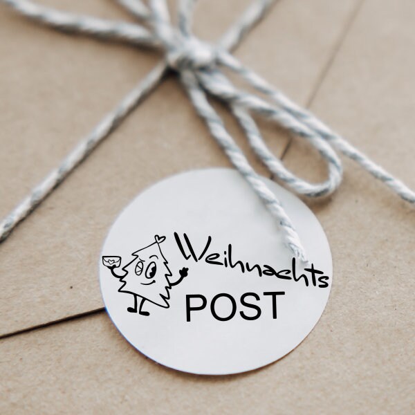 Motivstempel, Weihnachts POST mit Tannenbaum, Geschenk, DIY Stempel z. Basteln von Karten, Papier, Stoff, Holz, Dekoration, Anhänger, Advent