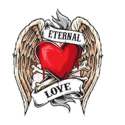 Aufbügler - Bügelbild - Aufbügler - Bügeltransfer - Herz mit Flügeln - Eternal Love