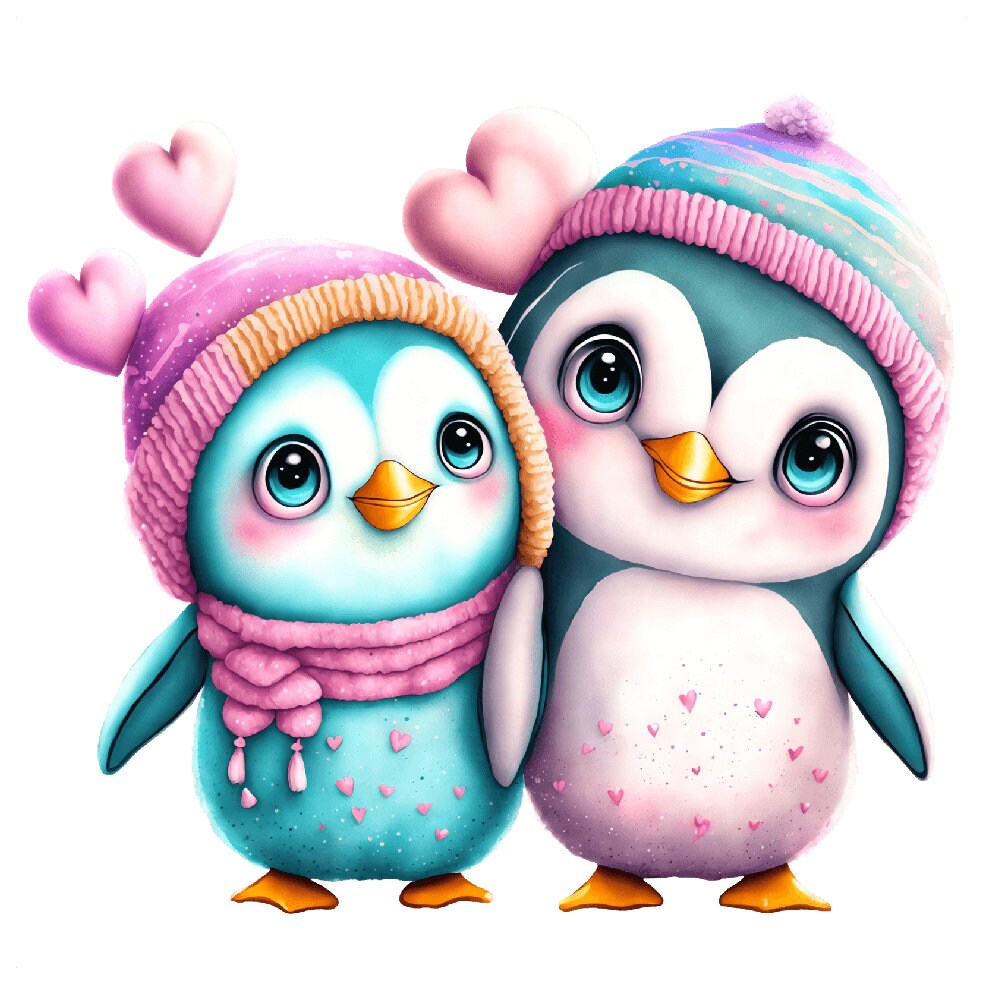 Aufbügler - Bügelbild - Aufbügler - Bügeltransfer - Pinguine mit Herzen