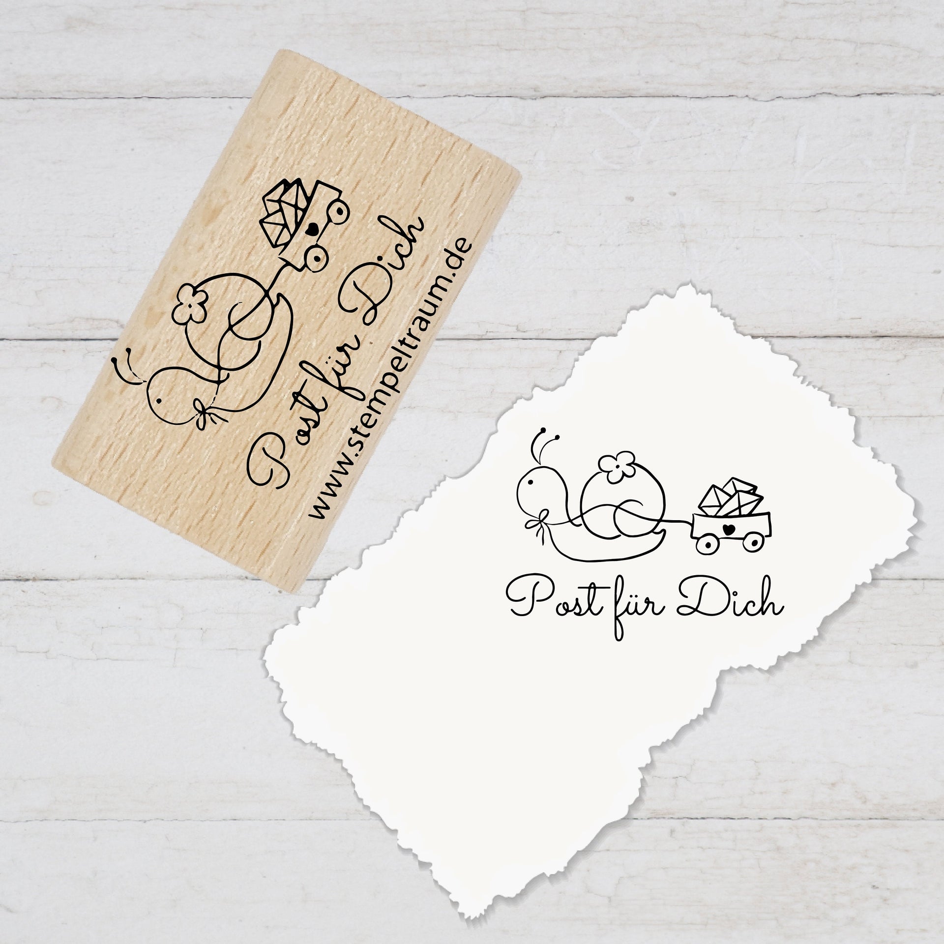 Stempel  - Motivstempel - Post für Dich - Schnecke, Stempel Geschenk - DIY Stempel zum Basteln von Karten, Papier, Stoffen, Holz, Dekoration