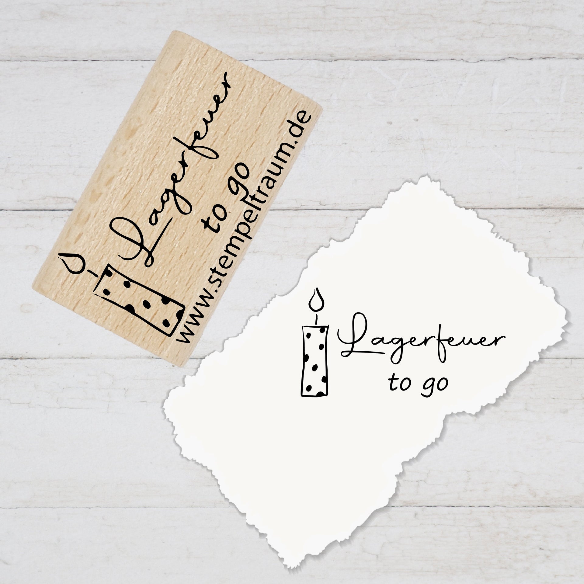 Stempel  - Motivstempel - Lagerfeuer to go - Kerze - Geschenk - DIY Stempel zum Basteln von Karten, Papier, Stoff, Holz, Dekoration,