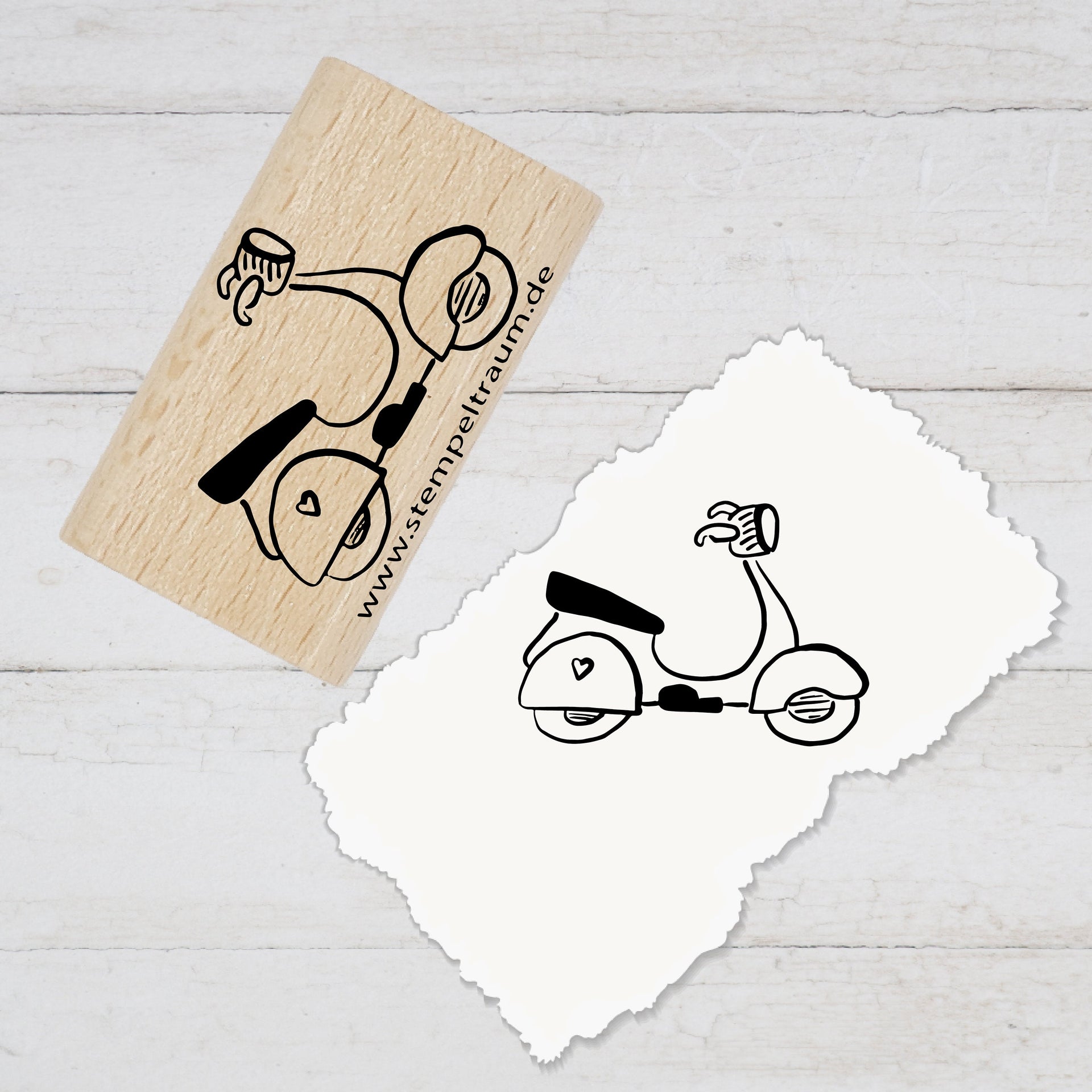 Stempel Motivstempel Vespa Roller, Geschenk DIY Stempel zum Bast