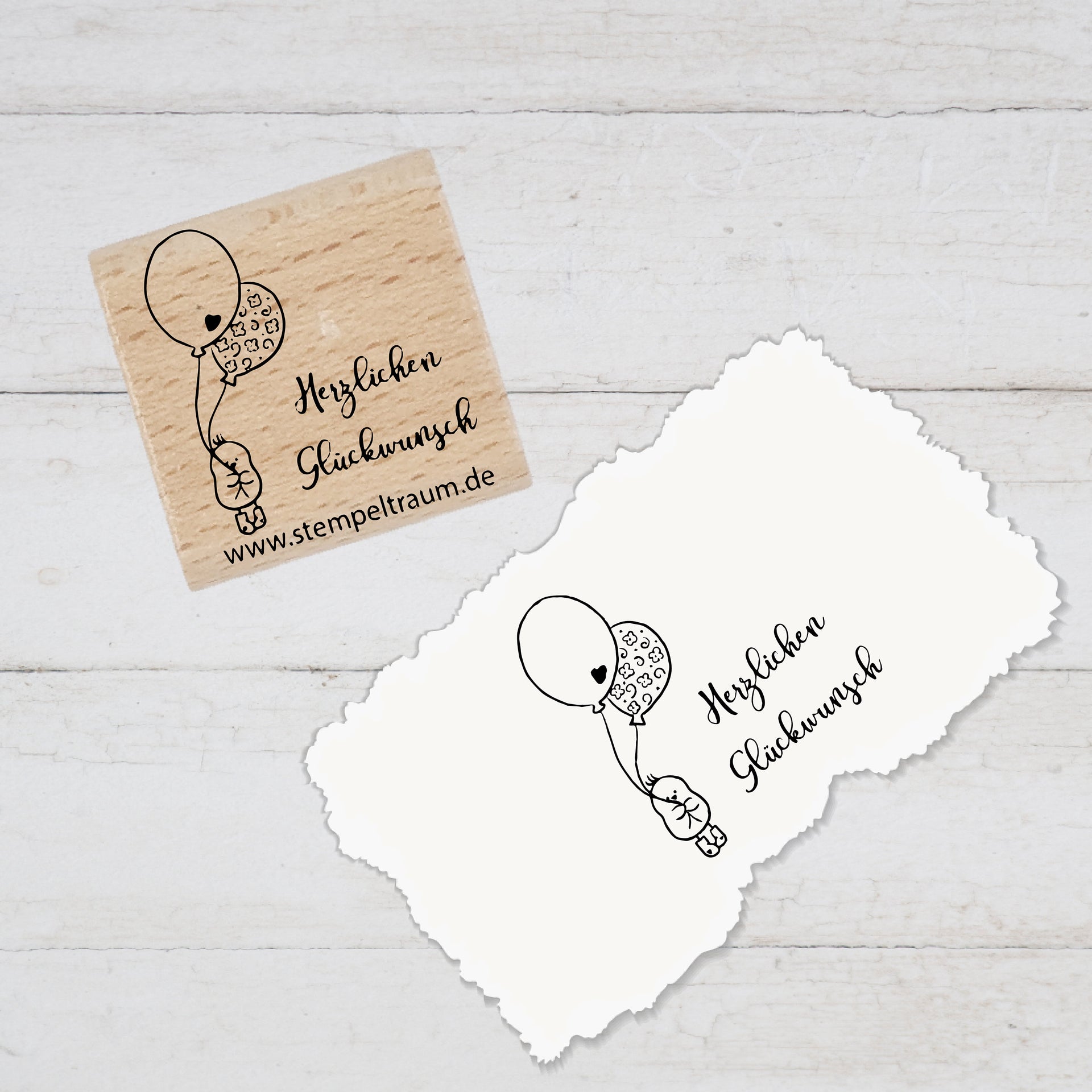 Stempel Geburtstag - Motivstempel - Herzlichen Glückwunsch - Geschenk - DIY Stempel zum Basteln von Karten, Papier, Stoff, Holz, Dekoration