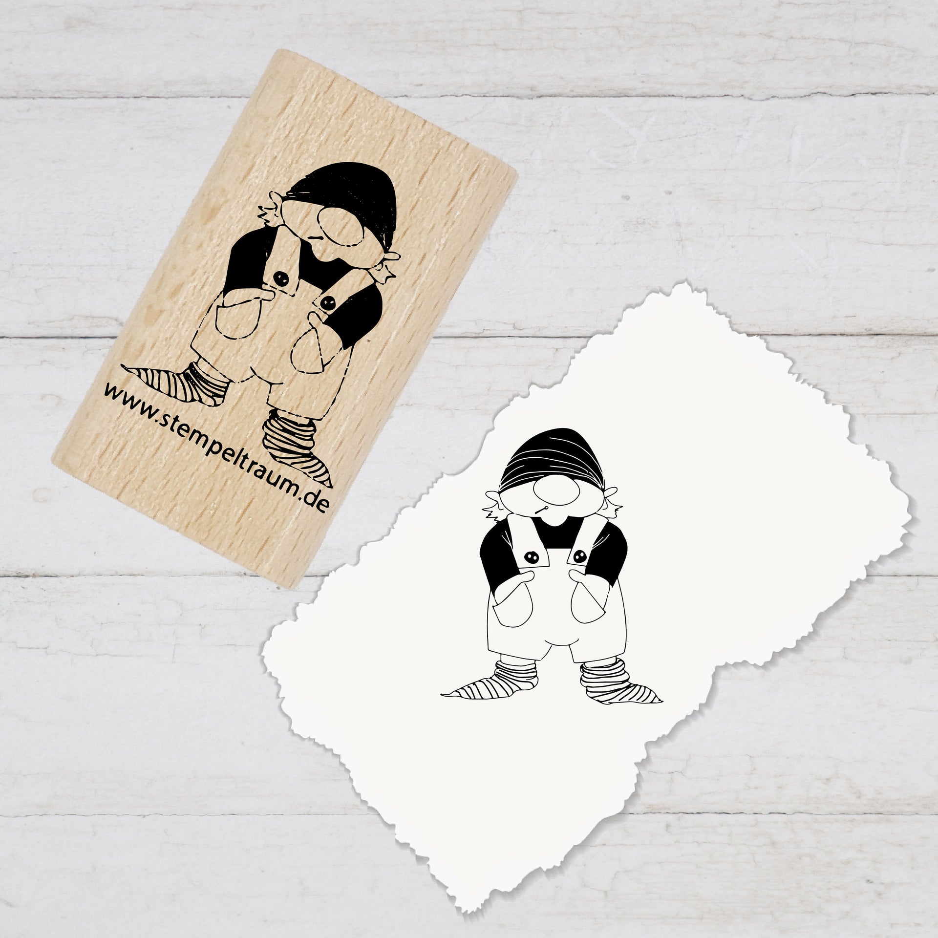 Latzhosen Wichtel Motivstempel, Geschenk - DIY Stempel zum Basteln von Karten, Papier, Stoff, Holz, Dekoration, Anhänger, Weihnachten, malen