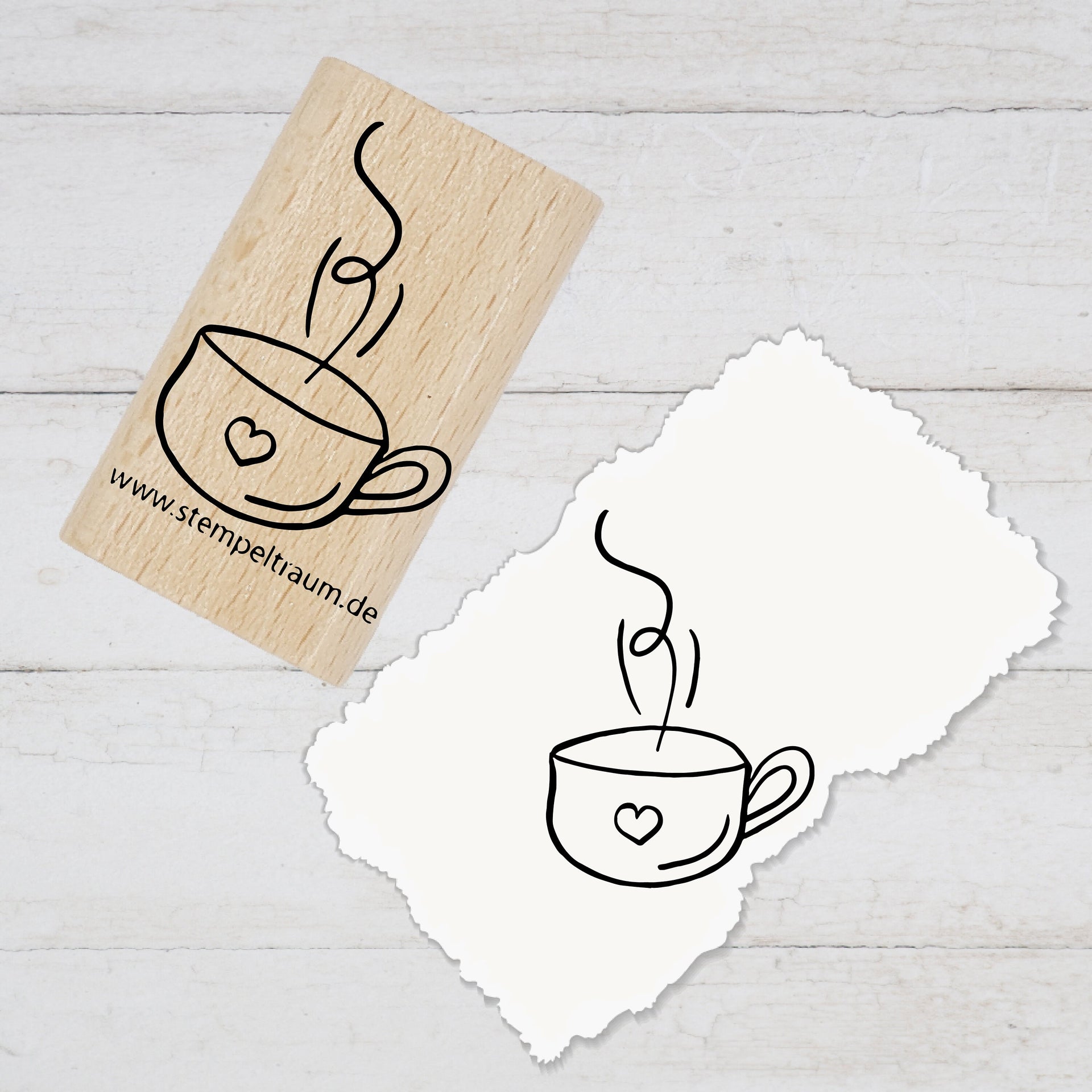 Stempel - Motivstempel - Tasse mit Herz - Stempel Geschenk - DIY Stempel zum Basteln von Karten, Papier, Stoffen, Holz, Dekoration