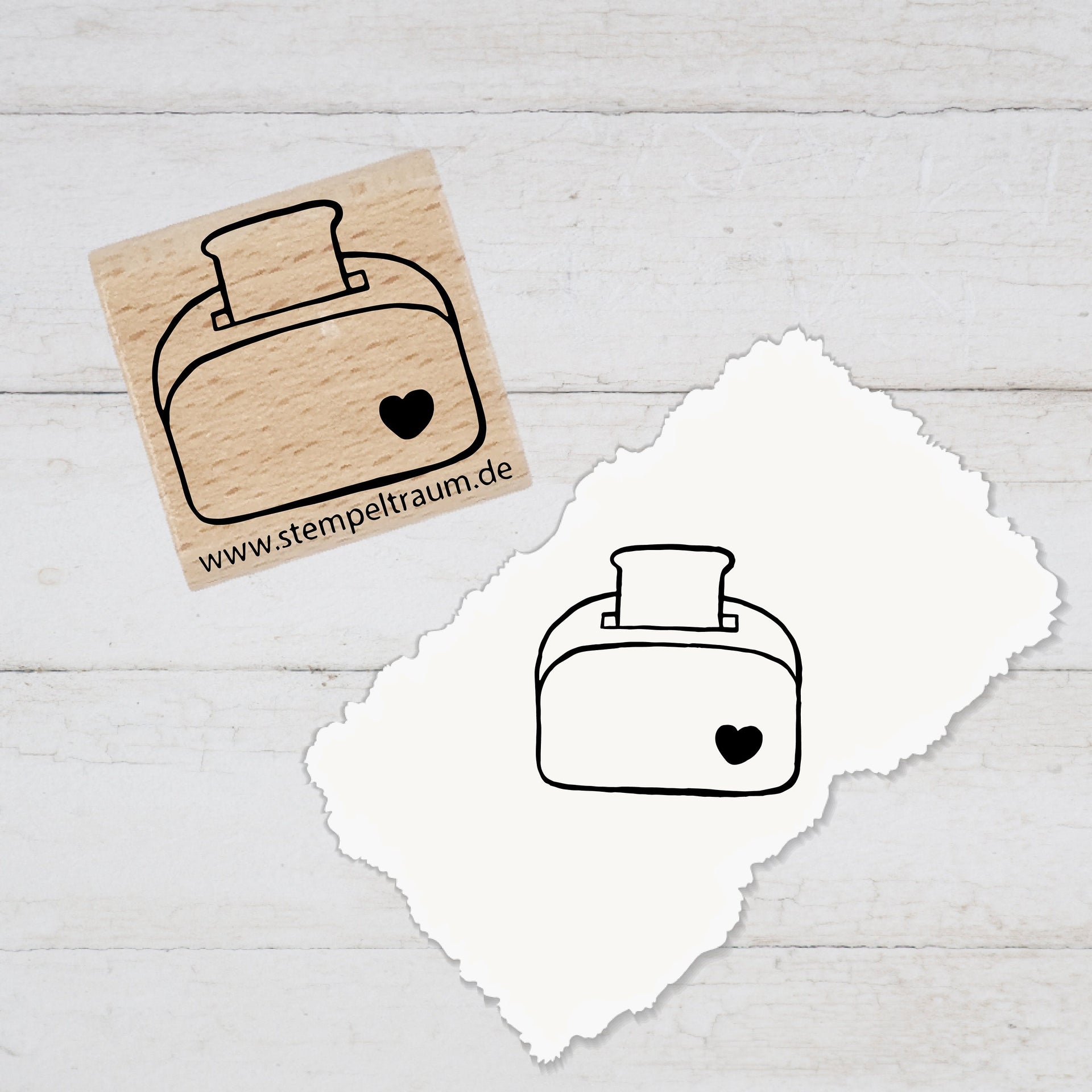 Stempel - Motivstempel - Toaster mit Herz, Geschenk - DIY Stempel zum Basteln von Karten, Papier, Stoff, Holz, Dekoration, Küchendeko