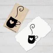 Stempel - Motivstempel - Tasse mit Herz, Geschenk - DIY Stempel zum Basteln von Karten, Papier, Stoff, Holz, Dekoration, Küchendeko, Kaffe