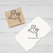 Stempel  Motivstempel mit Text - Love - Herzballons - Stempel Geschenk - DIY Stempel zum Basteln von Karten, Papier, Stoff, Holz, Dekoration