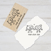 Stempel, Motivstempel mit Text - Hab dich lieb, Herzen, Geschenk - DIY Stempel zum Basteln von Karten, Papier, Stoff, Holz, Dekoration,