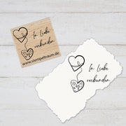 Stempel Motivstempel mit Text - In Liebe verbunden - Herzen mit Schleife, Geschenk - DIY Stempel zum Basteln von Karten, Papier, Holz, Deko