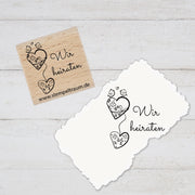 Stempel Motivstempel mit Text - Wir heiraten - Ballonherzen, Geschenk - DIY Stempel zum Basteln von Karten, Papier, Stoff, Holz, Dekoration