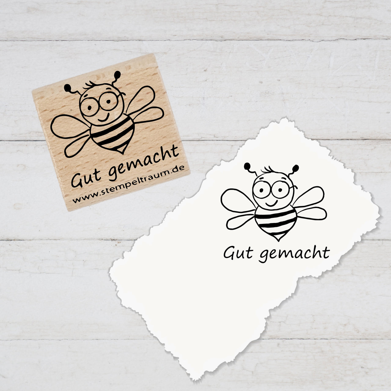 Stempel, Lehrerstempel - Schule - Gut gemacht - Freudiges Bienchen, Geschenk - DIY Stempel f. Schulhefte, Hausaufgabenheft, Grundschule