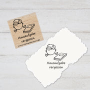 Stempel, Lehrerstempel, Schule - Hausaufgabe vergessen - Traurige Eule, Geschenk - DIY Stempel f. Schulhefte, Hausaufgabenheft, Grundschule