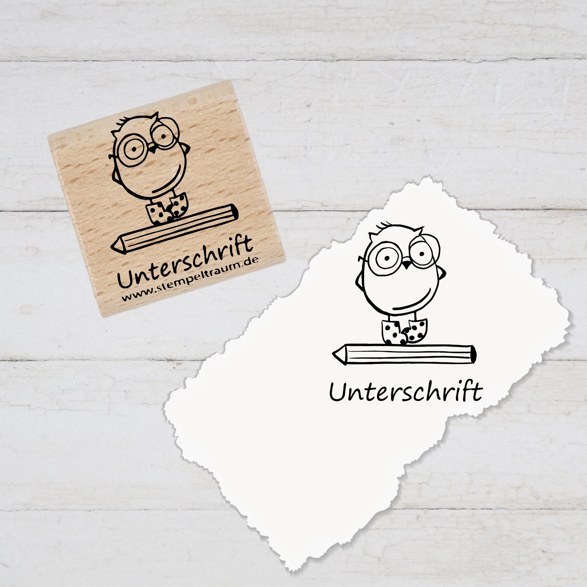 Stempel, Lehrerstempel - Schule - Unterschrift - Eule mit Stift, Geschenk - DIY Stempel f. Schulhefte, Hausaufgabenheft, Grundschule